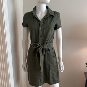 J. Crew Olive Green Button-Up Shirt Dress